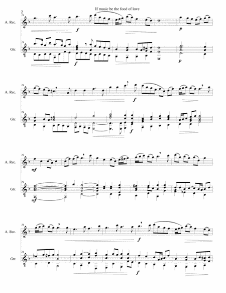If Music Be The Food Of Love For Alto Recorder And Guitar Page 2