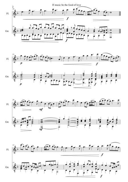 If Music Be The Food Of Love For Flute And Guitar Page 2