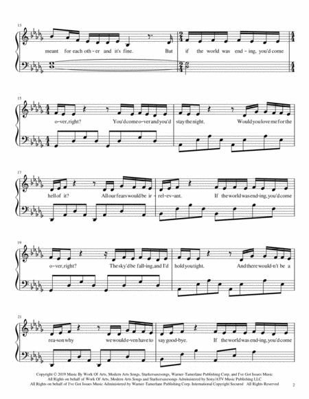 If The World Was Ending Intermediate Piano Page 2