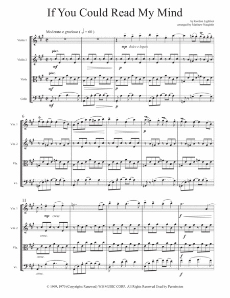 If You Could Read My Mind For String Quartet Page 2