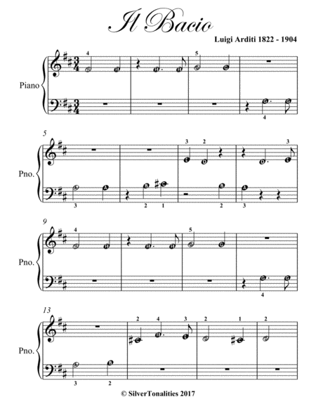 Il Bacio Beginner Piano Sheet Music Page 2