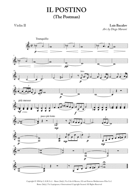 Il Postino The Postman For String Quartet Page 2