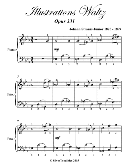 Illustrations Waltz Opus 331 Easy Piano Sheet Music Page 2