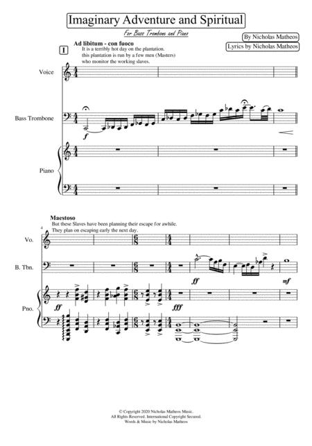 Imaginary Adventure And Spiritual For Bass Trombone And Piano Page 2