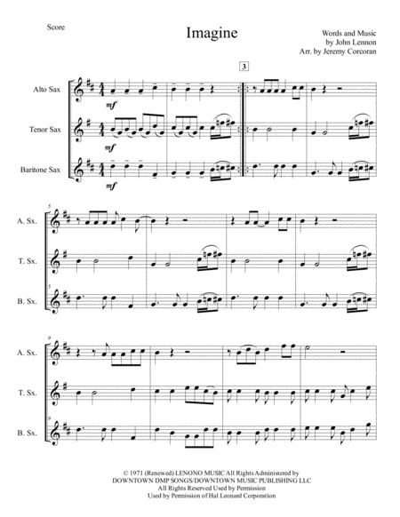 Imagine For Saxophone Trio Atb Page 2