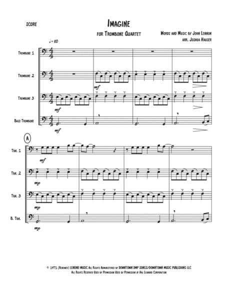 Imagine For Trombone Quartet Page 2
