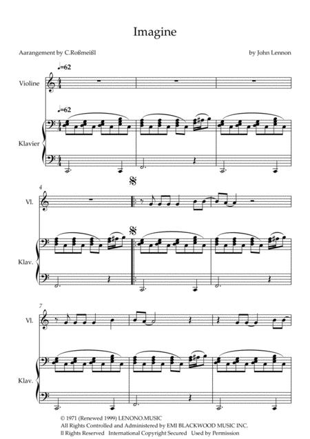 Imagine With Violine And Piano Page 2