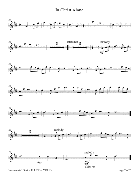 In Christ Alone For Flute Or Violin Solo With Piano Accompaniment Page 2