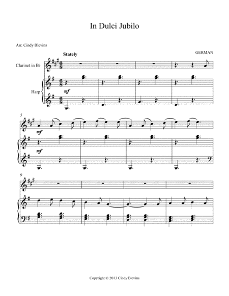 In Dulce Jubilo Arranged For Harp And Bb Clarinet Page 2