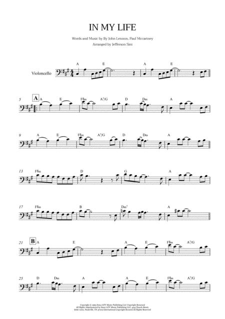 In My Life For Cello Solo And Chords Page 2