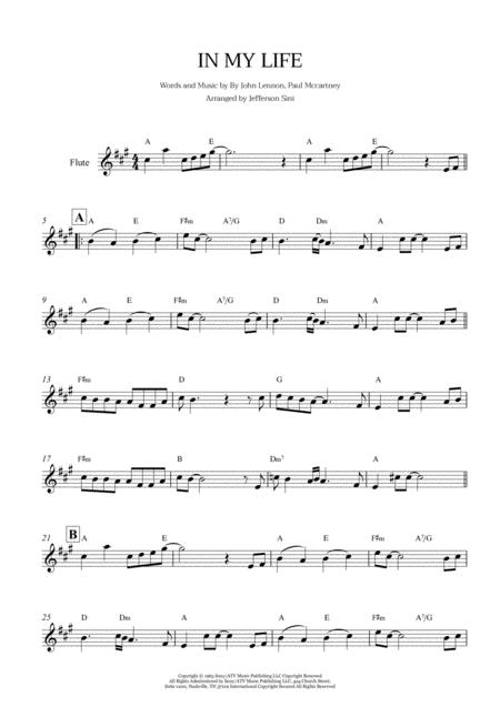 In My Life For Flute Solo And Chords Page 2