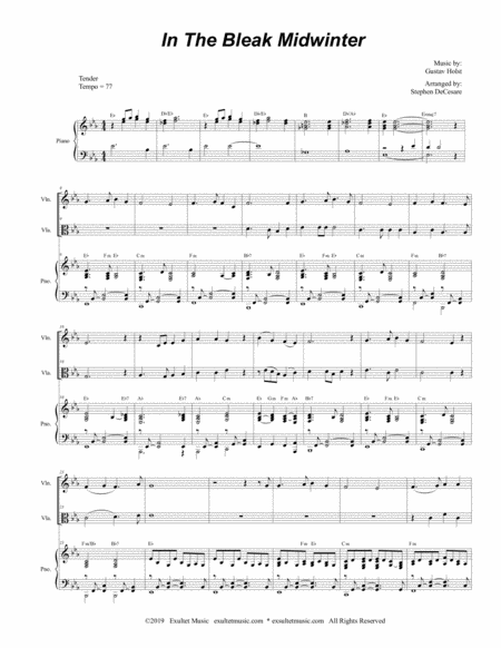 In The Bleak Midwinter Duet For Violin And Viola Alternate Version Page 2