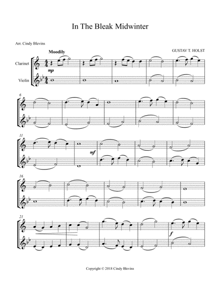 In The Bleak Midwinter For Clarinet And Violin Page 2