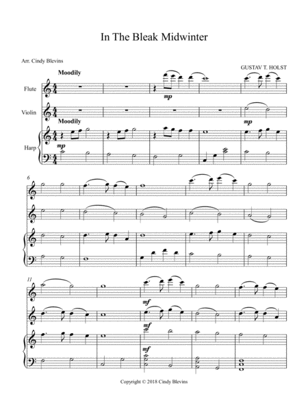 In The Bleak Midwinter For Harp Flute And Violin Page 2