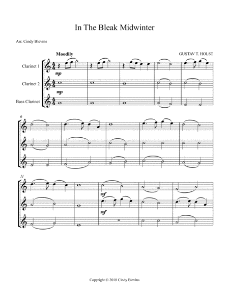 In The Bleak Midwinter For Two Clarinets And Bass Clarinet Page 2