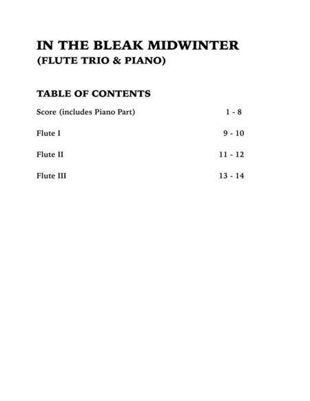 In The Bleak Midwinter Quartet For Three Flutes And Piano Page 2