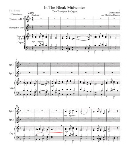 In The Bleak Midwinter Two Trumpets And Organ Page 2