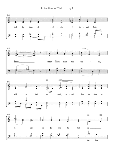 In The Hour Of Trial Satb Acappella Page 2