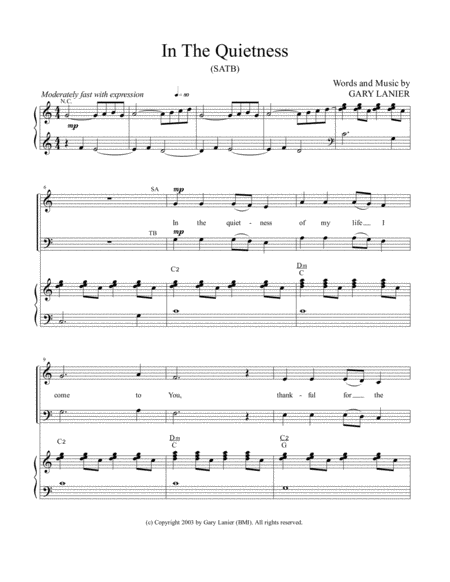 In The Quietness For Satb Choir With Piano Separate Choir Part Also Included Page 2