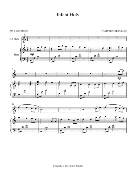 Infant Holy Arranged For Harp And Native American Flute Page 2