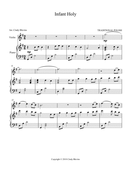 Infant Holy Arranged For Piano And Violin Page 2