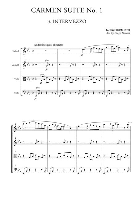 Intermezzo From Carmen Suite For String Quartet Page 2