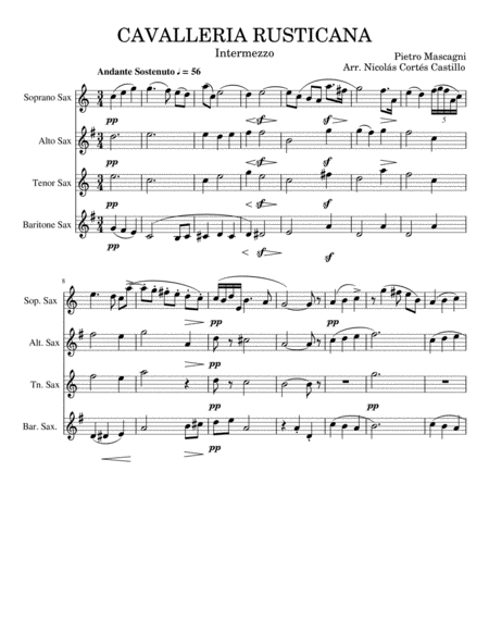 Intermezzo From Cavalleria Rusticana Saxophone Quartet Page 2