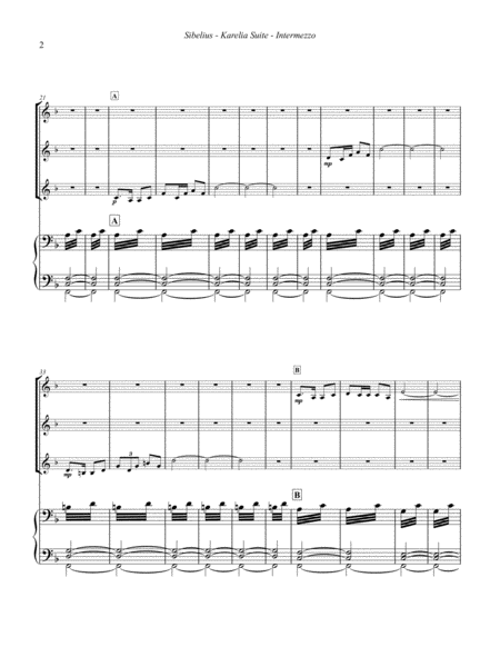 Intermezzo From The Karelia Suite For Three Trumpets And Organ Page 2