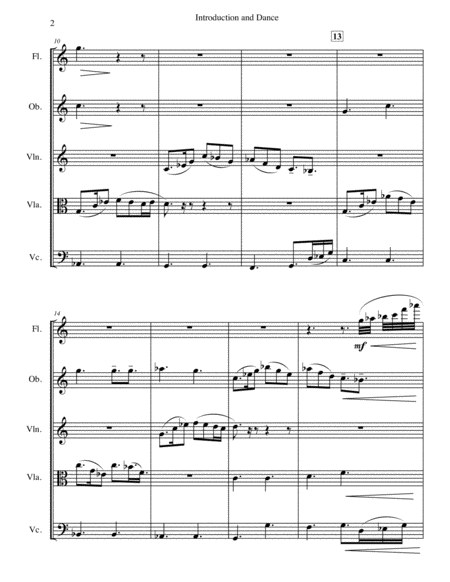 Introduction And Dance For Flute Oboe Violin Viola And Cello Page 2