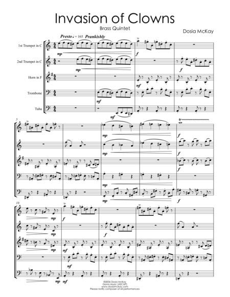 Invasion Of Clowns For Brass Quintet Page 2