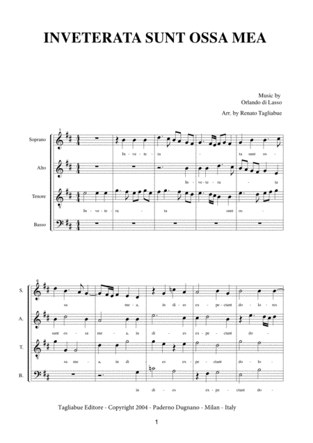 Inveterata Sunt Ossa Mea Orlando Di Lasso For Satb Choir Page 2