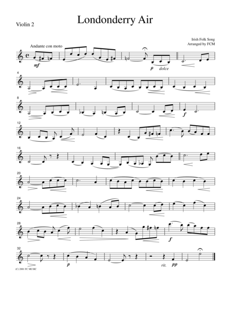 Irish Folk Song Londonderry Air For String Quartet Jm003 Page 2