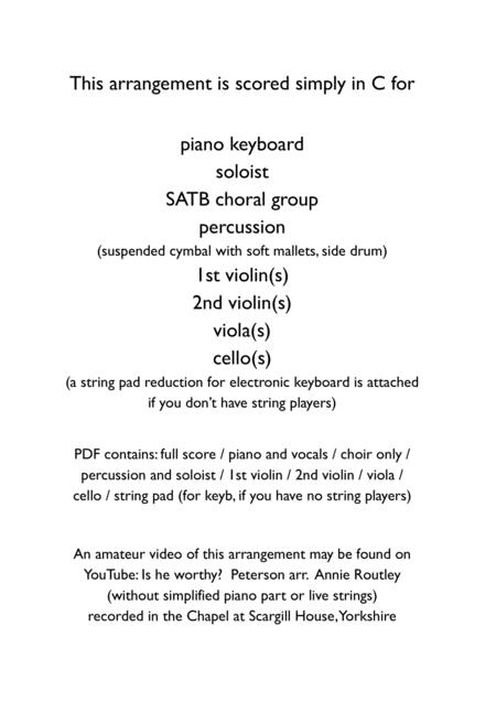 Is He Worthy By Andrew Peterson And Ben Shive Arranged Simply In C By Annie Routley For Soloist Satb Choral Group Piano Strings And Percussion Page 2