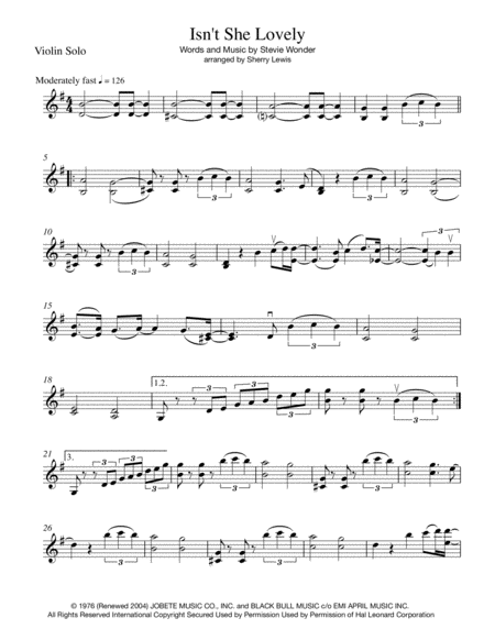 Isnt She Lovely Violin Solo For Solo Violin Page 2