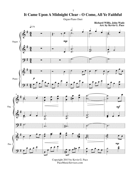 It Came Upon The Midnight Clear Oh Come All Ye Faithful Organ Piano Duet Page 2