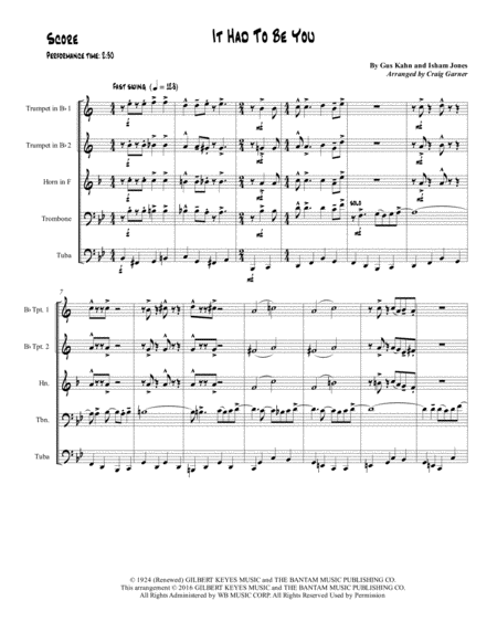 It Had To Be You For Brass Quintet Page 2