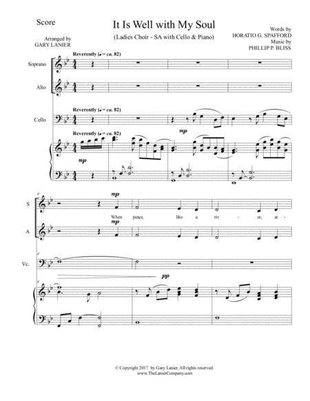 It Is Well With My Soul Ladies Choir Sa With Cello Piano Page 2