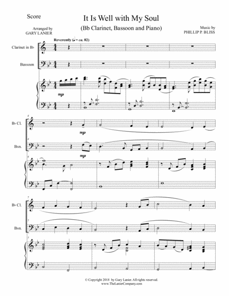 It Is Well With My Soul Trio Bb Clarinet Bassoon With Piano Instrumental Parts Included Page 2