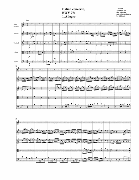 Italian Concerto Bwv 971 Arrangement For Alto Recorder And String Orchestra Page 2