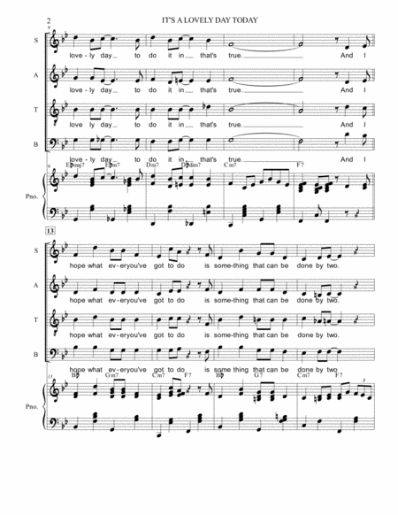 Its A Lovely Day Today Irving Berlin Satb Piano Page 2