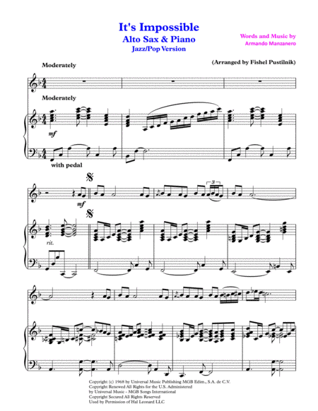 Its Impossible Somos Novios For Alto Sax And Piano With Improvisation Video Page 2