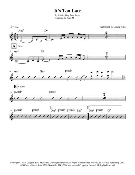 Its Too Late Lead Sheet Performed By Carole King Page 2