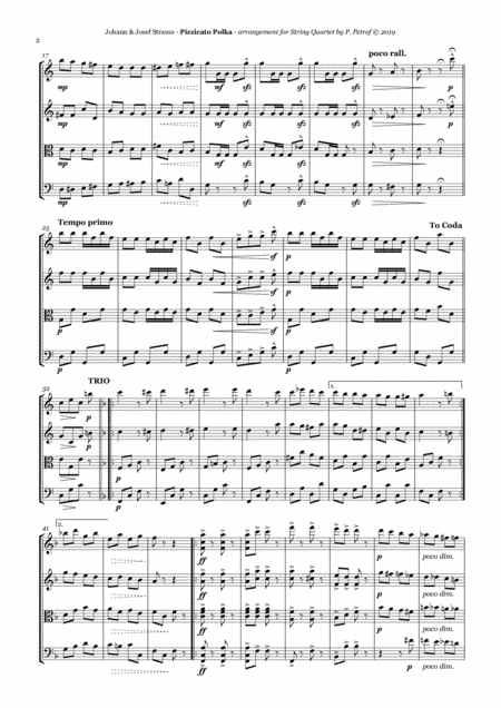 J Straus Pizzicato Polka String Quartet Score And Parts Page 2