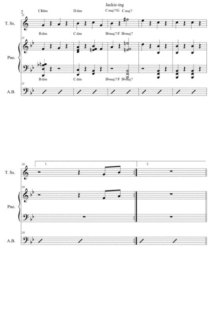 Jackie Ingt Monk Score And Individual Parts Tenor Sax Piano Bass Page 2