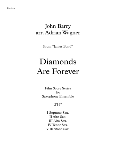 James Bond Diamonds Are Forever Saxophone Quintet Arr Adrian Wagner Page 2