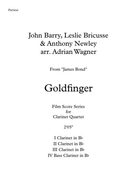 James Bond Goldfinger Clarinet Quartet B Cl Arr Adrian Wagner Page 2
