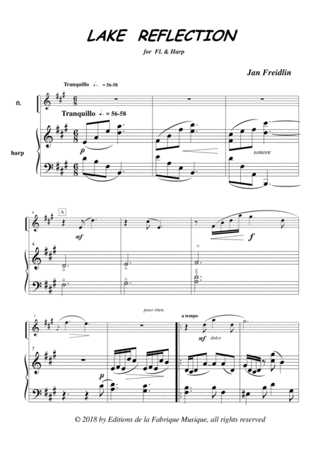 Jan Freidlin Lake Reflection For Flute And Harp Page 2