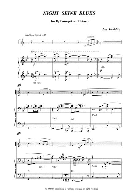Jan Freidlin Night Seine Blues For Bb Trumpet And Piano Page 2
