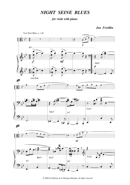 Jan Freidlin Night Seine Blues For Viola And Piano Page 2