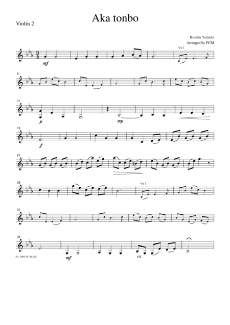 Japanese Famous Song Aka Tonbo For String Quartet Jd006 Page 2